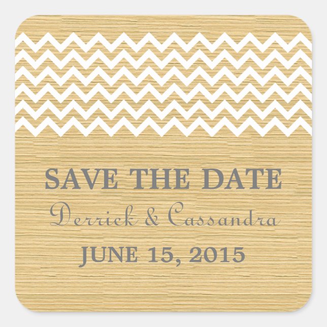 Ivory Pink Rustic Chevron Save the Date Stickers (Front)