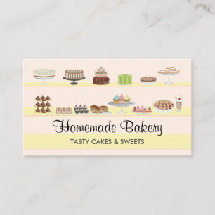 Ivory Pink Tasty Bakery Cakes Sweets Candy Shop Business Card