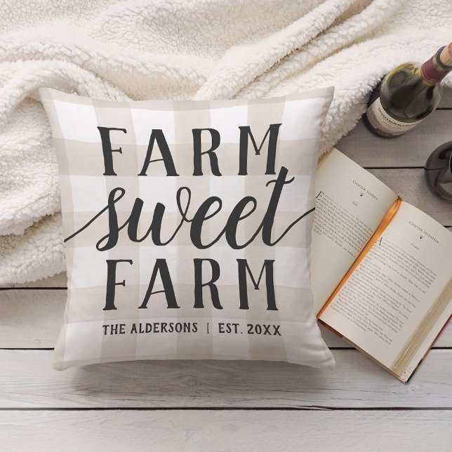 Ivory Plaid Personalised Farm Sweet Farm Cushion (Creator Uploaded)