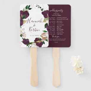 Ivory Plum Floral Wreath Wedding Hand Fan