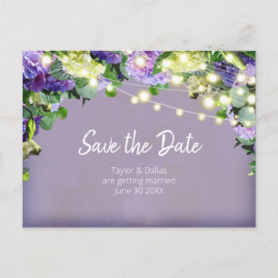 Ivory & Purple Hydrangeas   Purple  Save the Date Postcard
