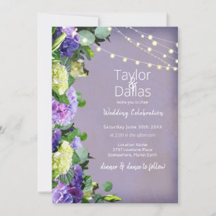 Ivory & Purple Hydrangeas   Purple Wedding Invitation