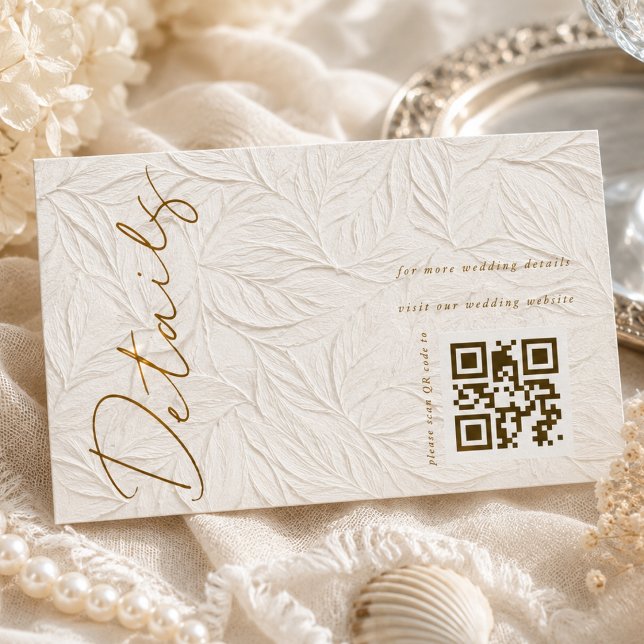 Ivory QR code Wedding Details Enclosure Card (Creator Uploaded)