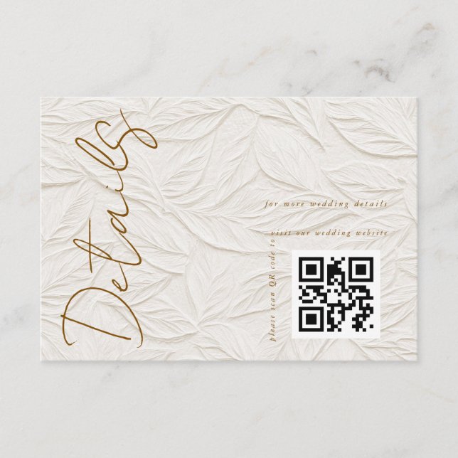 Ivory QR code Wedding Details Enclosure Card (Front)