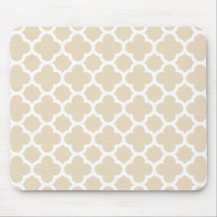 Ivory Quatrefoil Trellis Pattern Mouse Mat