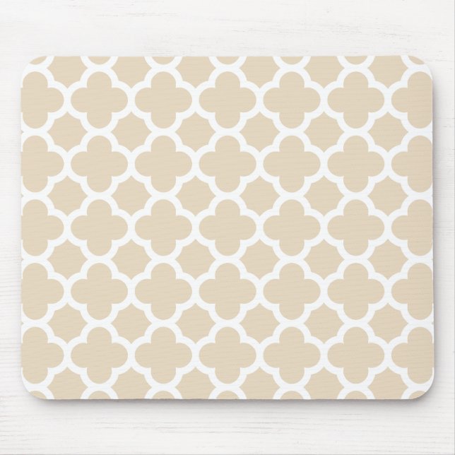 Ivory Quatrefoil Trellis Pattern Mouse Mat (Front)