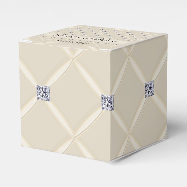 Ivory Quilted Bling Diamond Posh Wedding Favour Bo Favour Box (Front Side)