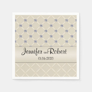 Ivory Quilted Bling Diamonds Posh Wedding Napkins