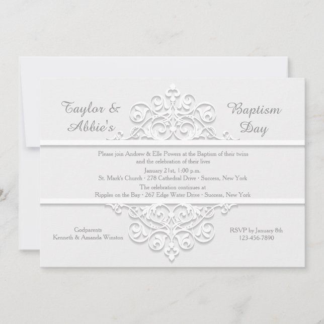 Ivory Railing Religious Invitation (Front)