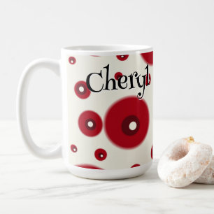 Ivory Red Dots Funky Whimsical Circle Pattern  Coffee Mug