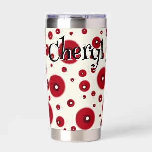 Ivory Red Dots Funky Whimsical Circle Pattern  Insulated Tumbler