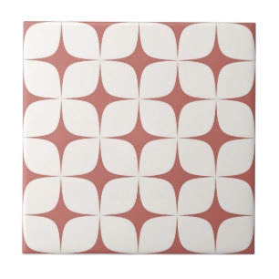 Ivory & Red Mid-Century Modern Vintage Retro Tile