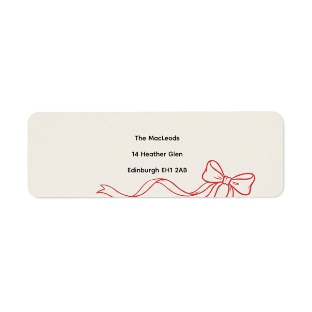 Ivory Red Ribbon Bow Return Address Labels (Front)