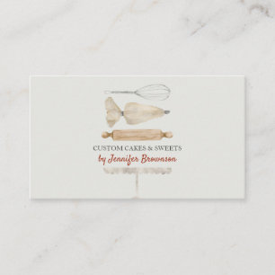 Ivory Red Unique Bakery Pastry Chef Cake Maker Business Card
