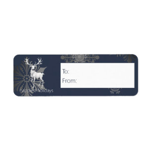 Ivory Reindeer Christmas   Blue Gift