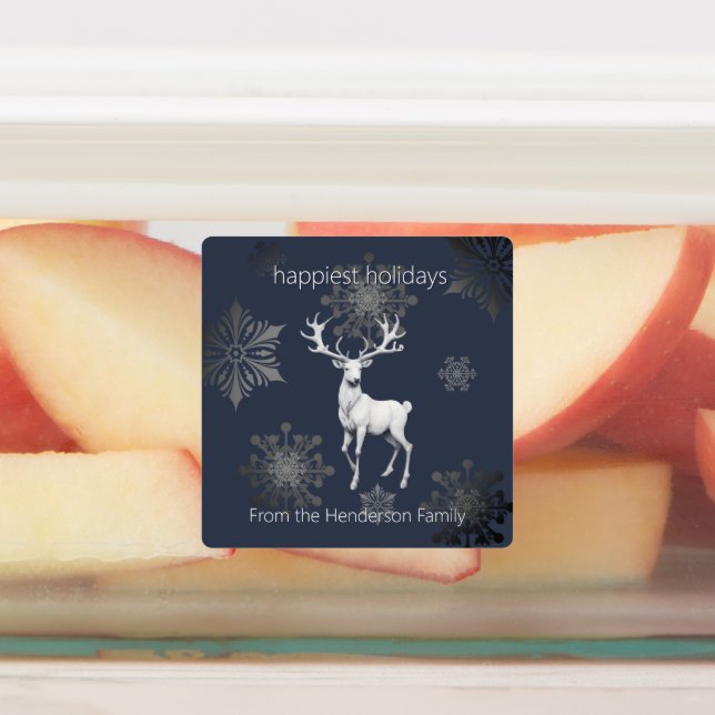 Ivory Reindeer Christmas | Blue Personalised (Affixed)