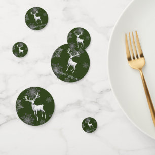 Ivory Reindeer Christmas   Green Confetti