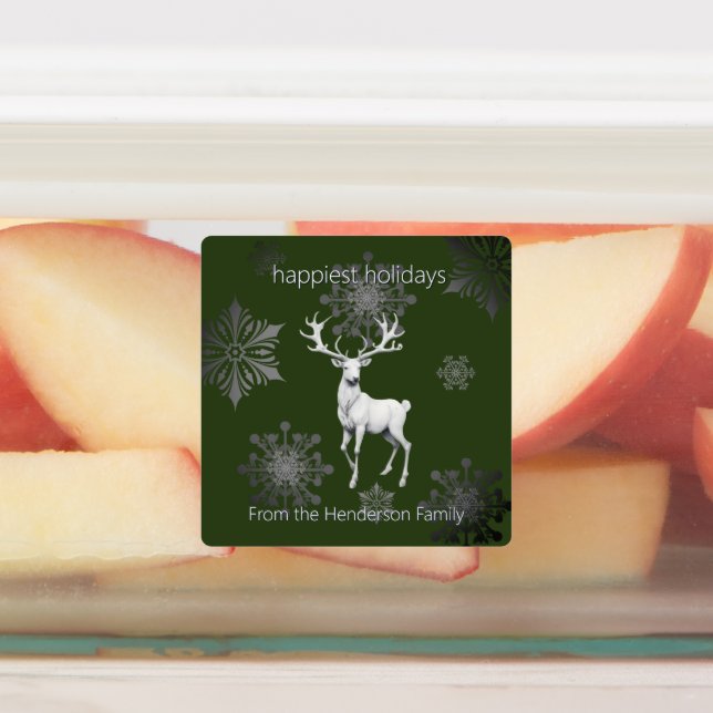 Ivory Reindeer Christmas | Green Personalised (Affixed)