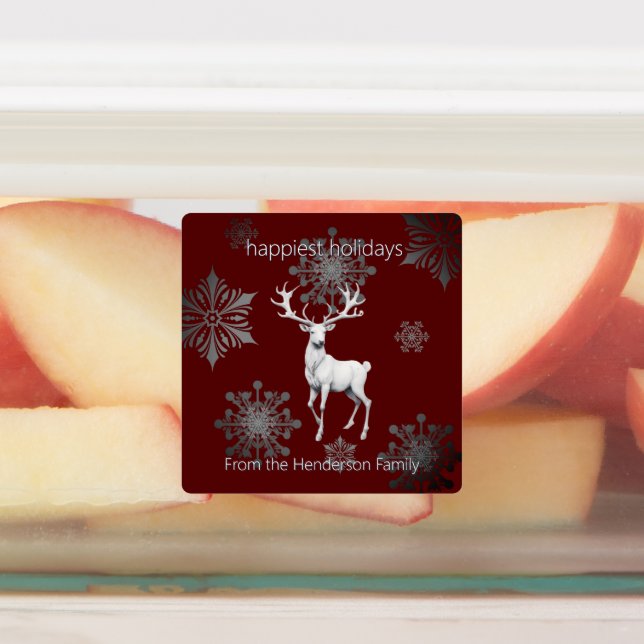 Ivory Reindeer Christmas | Red Personalised (Affixed)