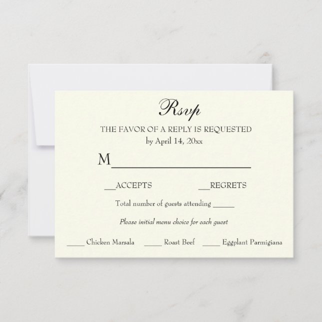 Ivory Response RSVP Minimalist Classic Elegant (Front)