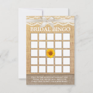 Ivory Ribbon Sunflower Burlap Bridal Shower Bingo