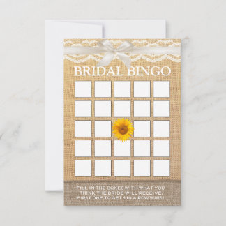 Ivory Ribbon Sunflower Burlap Bridal Shower Bingo