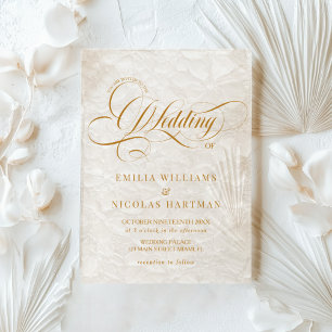 Ivory Romantic Calligraphy Wedding Acrylic Invitations