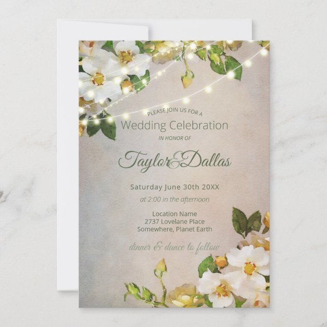 Ivory Rose Garden | Blush Wedding Invitation (Front)