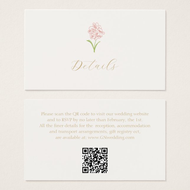 Ivory Rose Gift Registry Wedding Enclosure Card (Front & Back)