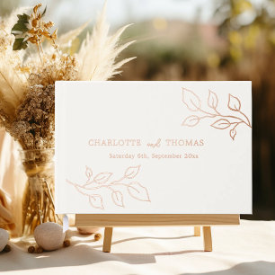 Ivory rose gold botanical luxury wedding  guest book