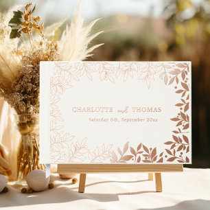 Ivory rose gold botanical wedding  guest book