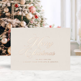 Ivory Rose Gold Christmas Card
