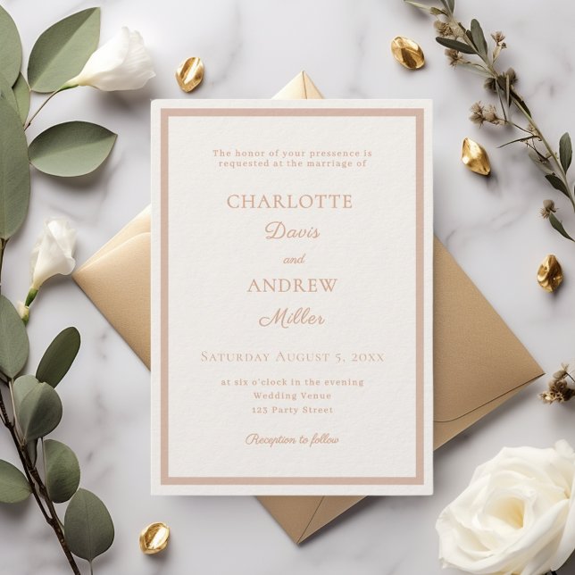 Ivory rose gold modern elegant luxury wedding invitation (Creator Uploaded)