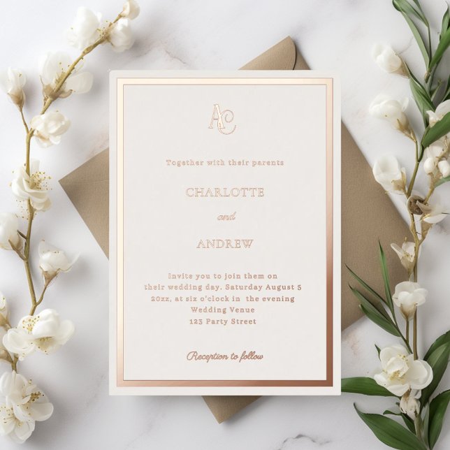 Ivory rose gold modern monogram luxury wedding (Creator Uploaded)