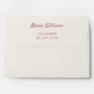 Ivory rose gold return address envelope