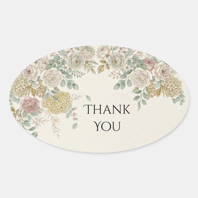 Ivory Rose Hydrangea Garden Wedding Sticker (Front)