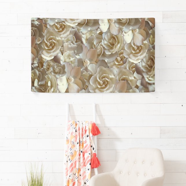 Ivory Rose Pattern – Elegant Floral Art Banner (Insitu)