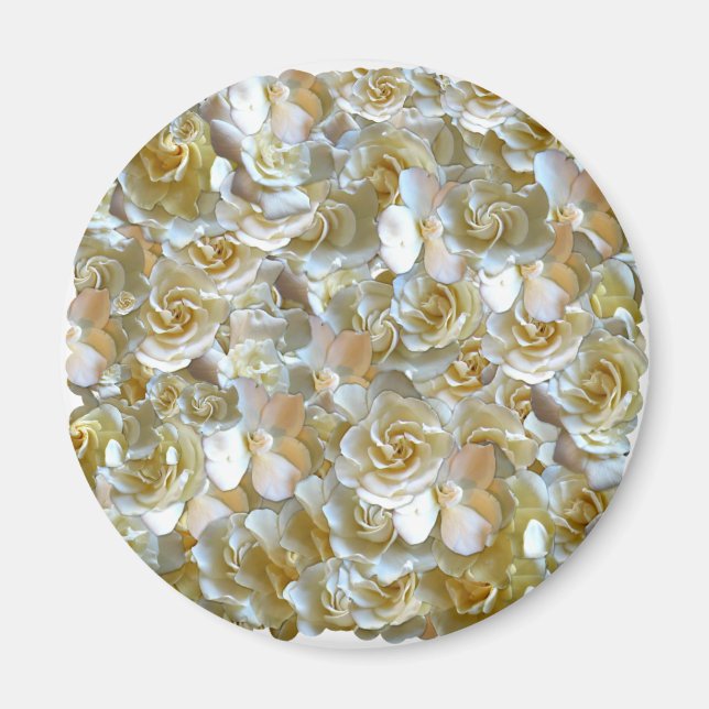 Ivory Rose Pattern – Elegant Floral Art Magnet (Front)