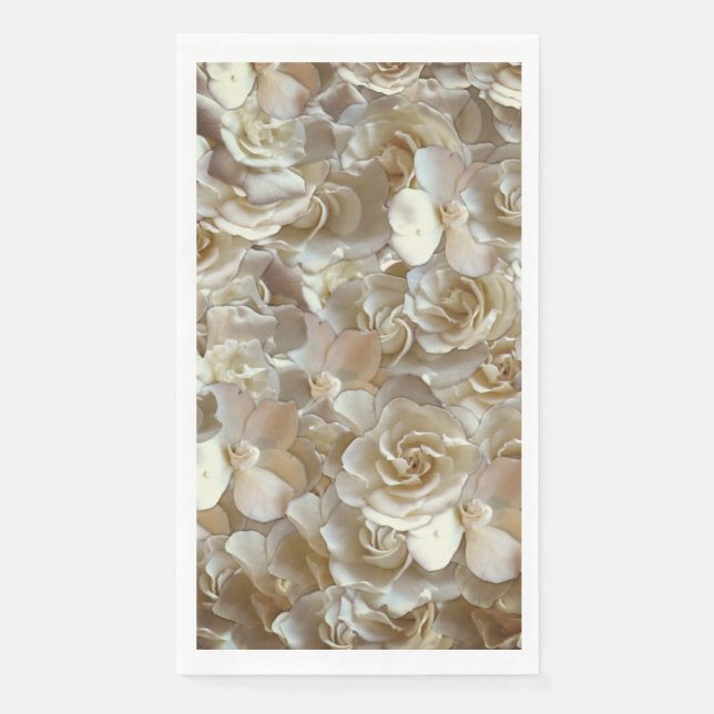 Ivory Rose Pattern – Elegant Floral Art Napkin (Front)