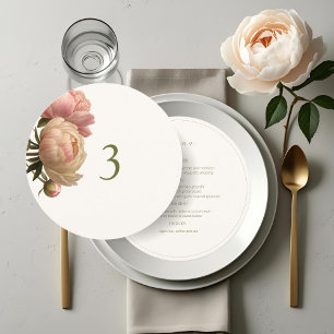 Ivory Rose Table No & Menu Round Wedding Menu