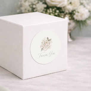 Ivory Rose “Thank You” Wedding Classic Round Sticker