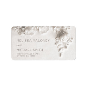 Ivory Roses 3D Flowers    Wedding Label