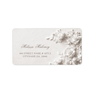 Ivory Roses 3D Flowers    Wedding Label