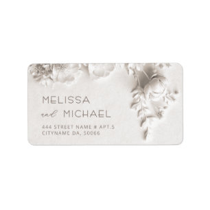 Ivory Roses 3D Flowers Wedding Label