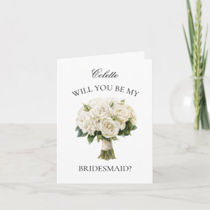 Ivory Roses Bouquet Bridesmaid Proposal Invitation