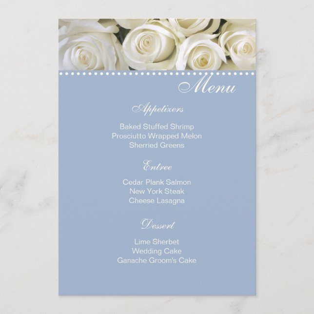 Ivory Roses Menu Card (Front)