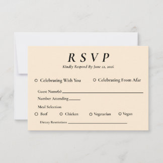 Ivory RSVP Card with Entree Selection