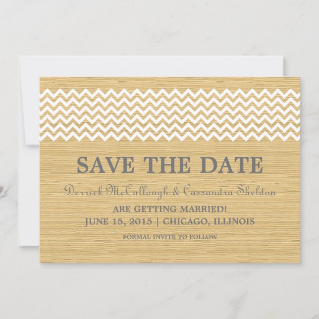 Ivory Rustic Chevron Save the Date Invite (Front)