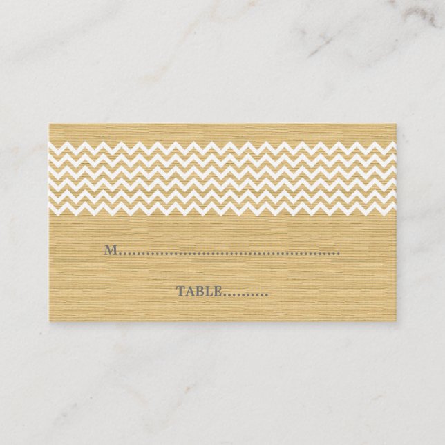 Ivory Rustic Chevron Wedding Place Card (Front)