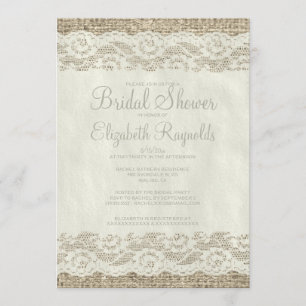 Ivory Rustic Lace Bridal Shower Invitations